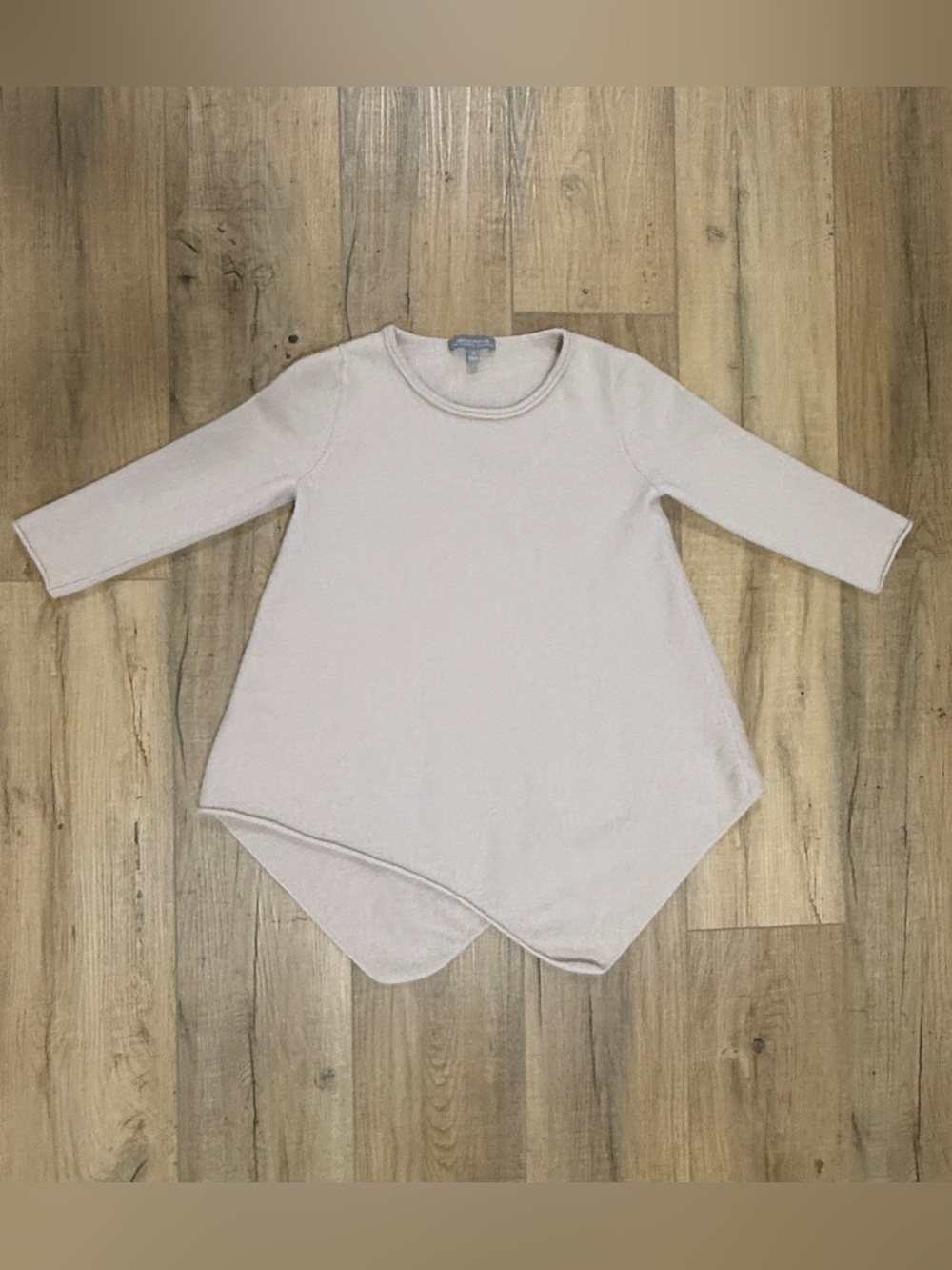 Neiman Marcus 100% Cashmere Asymmetric Top Sz S Beige Cream Designer Fall Luxury